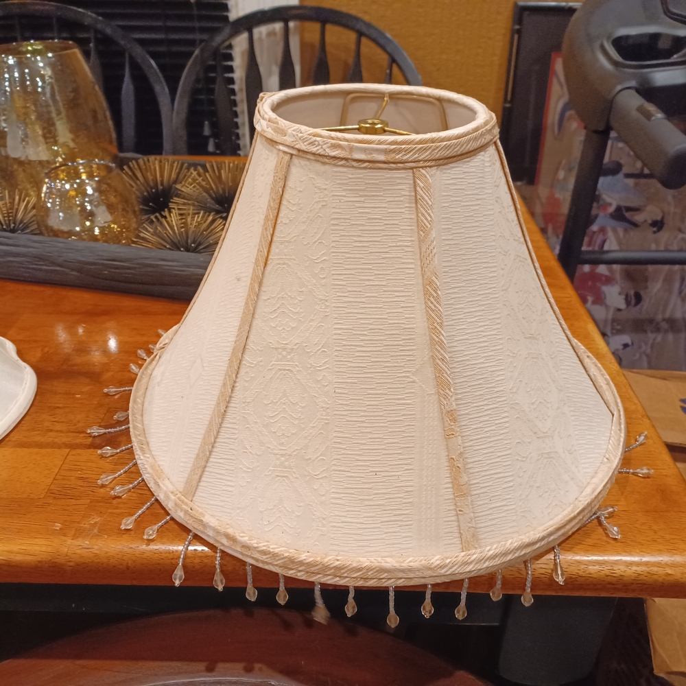 Cream Textured Fabric Lampshades with Decorative Trim.. The price is for each .